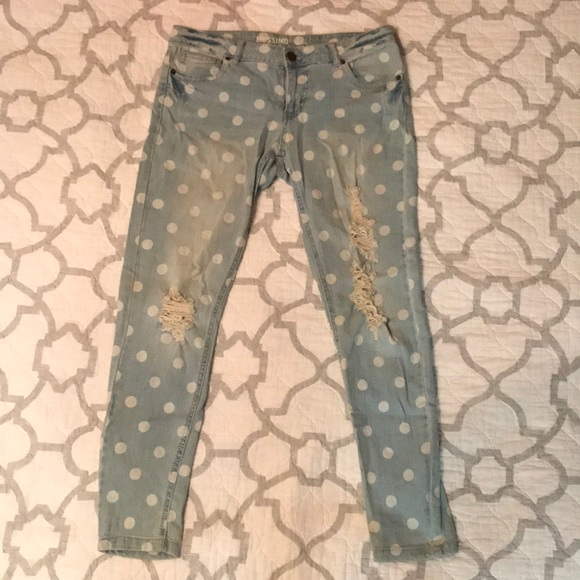 Polka Dot Distressed Skinny Jean - Picture 2 of 4